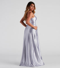 Riley Glitter Satin A-Line Formal Dress