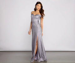 Kaylin Off The Shoulder Glitter Dress