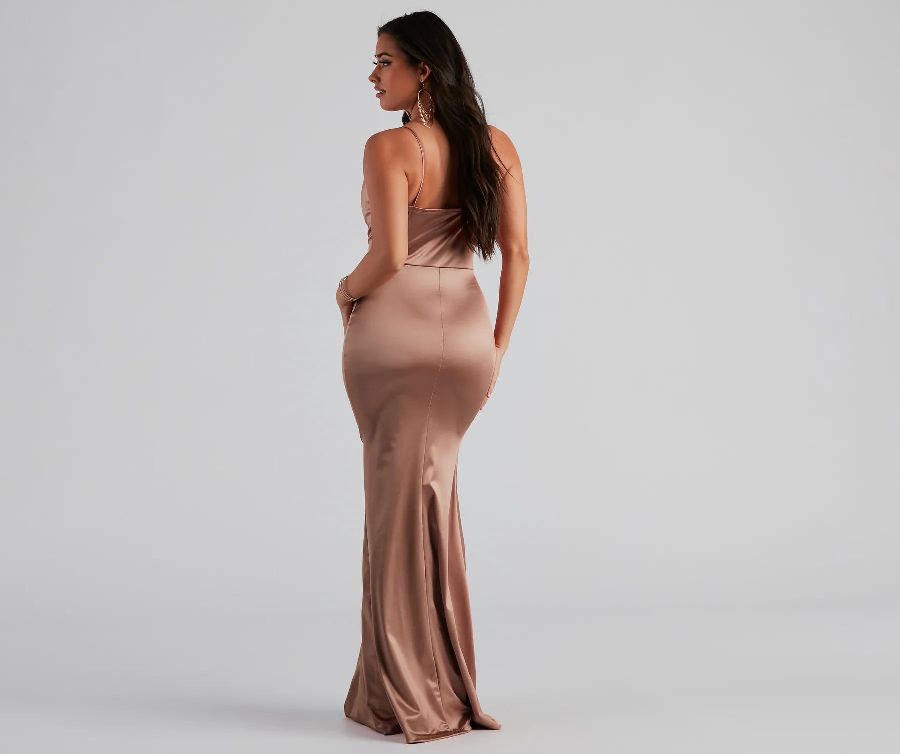 Nala Cowl Neck Satin Dress