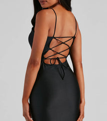 Sleek And Chic Stunner Lace-Up Back Dress